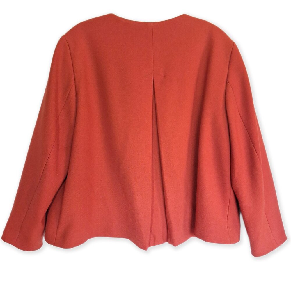 Zara Basic Burnt Orange Crop Jacket Snap Front Lo… - image 2